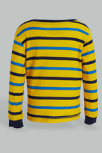 تنزيل الصورة على معرض الصور، Redtag-Mustard-Striped-And-White-Muscl-Pj-Set-4-Pack-Pyjama-Sets-Infant-Boys-3 to 24 Months