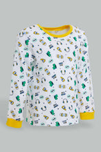 تنزيل الصورة على معرض الصور، Redtag-Mustard-Striped-And-White-Muscl-Pj-Set-4-Pack-Pyjama-Sets-Infant-Boys-3 to 24 Months