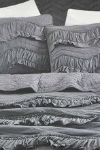Load image into Gallery viewer, Redtag-Grey-Ruffle-3-Pieces-Bedspread-Set-(Double-Size)-Bedspreads-Home-Bedroom-