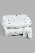 Load image into Gallery viewer, Redtag-White/Teal-Clip-Jacquard-3-Piece-Comforter-Set-(King-Size)-Comforters-Home-Bedroom-