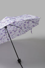 Load image into Gallery viewer, Redtag-Purple-Floral-Prints-3-Fold-Umbrella-Umbrellas-Travel-Accessories-