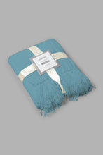 تنزيل الصورة على معرض الصور، Redtag-Teal-Chenille-Throw-With-Beaded-Fringe-Throws-Home-Bedroom-