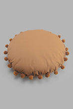 تنزيل الصورة على معرض الصور، Redtag-Brown-Round-Pom-Pom-Cushion-Cushions-Home-Bedroom-
