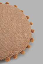 تنزيل الصورة على معرض الصور، Redtag-Brown-Round-Pom-Pom-Cushion-Cushions-Home-Bedroom-