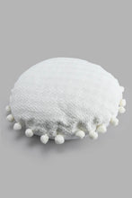 تنزيل الصورة على معرض الصور، Redtag-White-Round-Pom-Pom-Cushion-Cushions-Home-Bedroom-