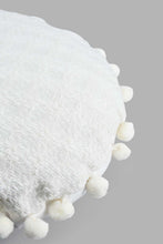 تنزيل الصورة على معرض الصور، Redtag-White-Round-Pom-Pom-Cushion-Cushions-Home-Bedroom-