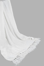 Load image into Gallery viewer, Redtag-Ivory-Chenille-Throw-With-Beaded-Fringe-Category:Throws,-Colour:Ivory,-Filter:Home-Bedroom,-HMW-BED-Throws,-New-In,-New-In-HMW-BED,-Non-Sale,-PERIGOLD,-S22C,-Section:Homewares-Home-Bedroom-