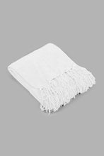 Load image into Gallery viewer, Redtag-Ivory-Chenille-Throw-With-Beaded-Fringe-Category:Throws,-Colour:Ivory,-Filter:Home-Bedroom,-HMW-BED-Throws,-New-In,-New-In-HMW-BED,-Non-Sale,-PERIGOLD,-S22C,-Section:Homewares-Home-Bedroom-