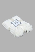 Load image into Gallery viewer, Redtag-Ivory-Chenille-Throw-With-Beaded-Fringe-Category:Throws,-Colour:Ivory,-Filter:Home-Bedroom,-HMW-BED-Throws,-New-In,-New-In-HMW-BED,-Non-Sale,-PERIGOLD,-S22C,-Section:Homewares-Home-Bedroom-