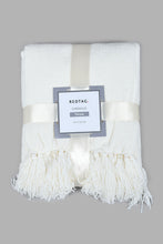 Load image into Gallery viewer, Redtag-Ivory-Chenille-Throw-With-Beaded-Fringe-Category:Throws,-Colour:Ivory,-Filter:Home-Bedroom,-HMW-BED-Throws,-New-In,-New-In-HMW-BED,-Non-Sale,-PERIGOLD,-S22C,-Section:Homewares-Home-Bedroom-