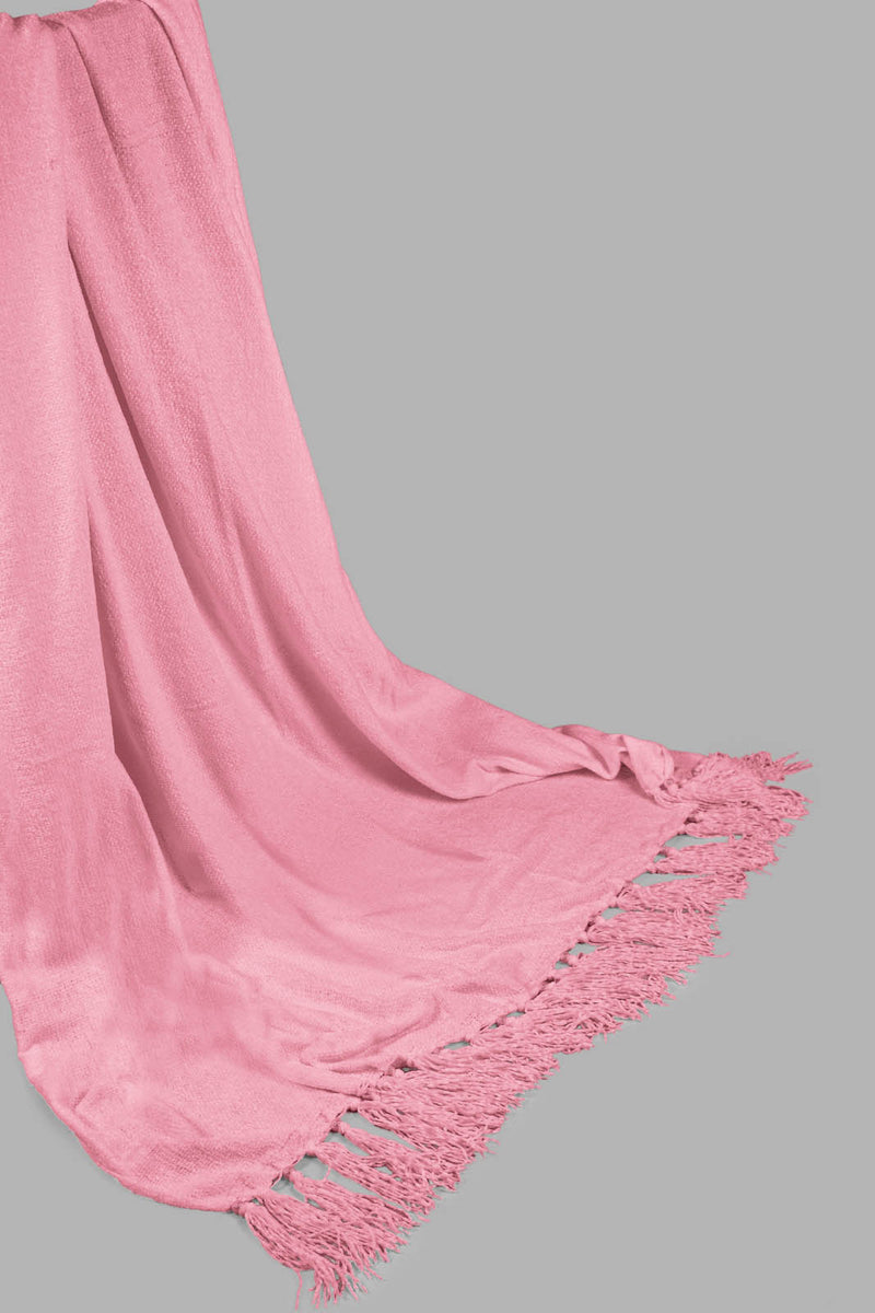 Redtag-Pink-Chenille-Throw-With-Fringe-Category:Throws,-Colour:Pink,-Filter:Home-Bedroom,-HMW-BED-Throws,-NAYA,-New-In,-New-In-HMW-BED,-Non-Sale,-S22C,-Section:Homewares-Home-Bedroom-