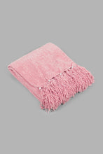 Load image into Gallery viewer, Redtag-Pink-Chenille-Throw-With-Fringe-Category:Throws,-Colour:Pink,-Filter:Home-Bedroom,-HMW-BED-Throws,-NAYA,-New-In,-New-In-HMW-BED,-Non-Sale,-S22C,-Section:Homewares-Home-Bedroom-