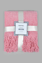 Load image into Gallery viewer, Redtag-Pink-Chenille-Throw-With-Fringe-Category:Throws,-Colour:Pink,-Filter:Home-Bedroom,-HMW-BED-Throws,-NAYA,-New-In,-New-In-HMW-BED,-Non-Sale,-S22C,-Section:Homewares-Home-Bedroom-