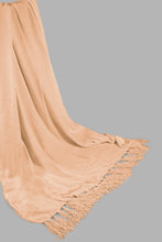 Load image into Gallery viewer, Redtag-Beige-Chenille-Throw-With-Beaded-Fringe-Category:Throws,-Colour:Beige,-Filter:Home-Bedroom,-HMW-BED-Throws,-LEGACY,-New-In,-New-In-HMW-BED,-Non-Sale,-S22C,-Section:Homewares-Home-Bedroom-