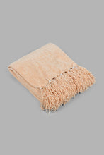 Load image into Gallery viewer, Redtag-Beige-Chenille-Throw-With-Beaded-Fringe-Category:Throws,-Colour:Beige,-Filter:Home-Bedroom,-HMW-BED-Throws,-LEGACY,-New-In,-New-In-HMW-BED,-Non-Sale,-S22C,-Section:Homewares-Home-Bedroom-