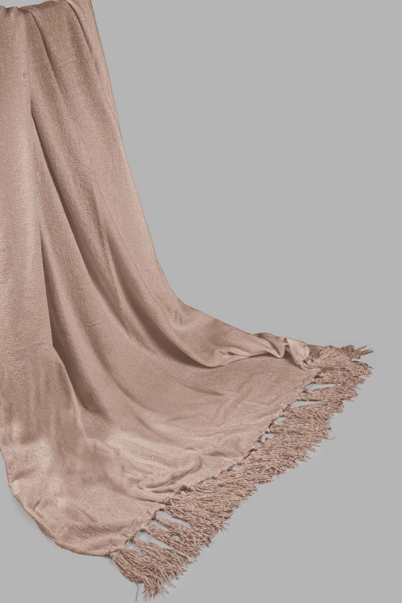 Redtag-Brown-Chenille-Throw-With-Fringe-Category:Throws,-Colour:Brown,-Filter:Home-Bedroom,-HARMONY,-HMW-BED-Throws,-New-In,-New-In-HMW-BED,-Non-Sale,-S22C,-Section:Homewares-Home-Bedroom-
