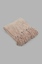 Load image into Gallery viewer, Redtag-Brown-Chenille-Throw-With-Fringe-Category:Throws,-Colour:Brown,-Filter:Home-Bedroom,-HARMONY,-HMW-BED-Throws,-New-In,-New-In-HMW-BED,-Non-Sale,-S22C,-Section:Homewares-Home-Bedroom-