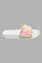 Load image into Gallery viewer, Redtag-Pink-Mesh-Slogan-Slide-Flip-Flops-Women's-
