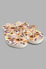 Load image into Gallery viewer, Redtag-Gold-Sunflower-Flip-Flop-Flip-Flops-Women's-