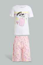 تنزيل الصورة على معرض الصور، Redtag-White-Short-Sets-Pyjama-Sets-Senior-Girls-9 to 14 Years