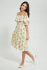 Redtag-Yellow-Floral-Off-Shoulder-Dress-Dresses-Senior-Girls-9 to 14 Years