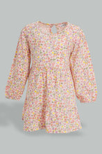 Load image into Gallery viewer, Redtag-Lilac-L/S-Floral-Printed-Knit-Dress-Dresses-Infant-Girls-3 to 24 Months