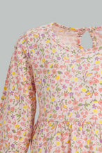 Load image into Gallery viewer, Redtag-Lilac-L/S-Floral-Printed-Knit-Dress-Dresses-Infant-Girls-3 to 24 Months