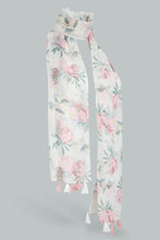 Load image into Gallery viewer, Redtag-Multi-Colour-Floral-Printed-Scarf-With-Tassle-Trim-Fashion-Scarves-Girls-