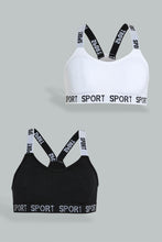 Load image into Gallery viewer, Redtag-White/Black-Padded-Bra-(2-Pack)-365,-Colour:Assorted,-ESS,-Filter:Senior-Girls-(9-to-14-Yrs),-GSR-Bras,-New-In,-New-In-GSR,-Non-Sale,-Section:Kidswear-Senior-Girls-9 to 14 Years