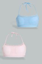 Load image into Gallery viewer, Pink And Blue Neck Strap Padded Bra (Pack of 2)