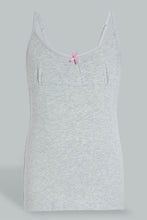Load image into Gallery viewer, Redtag-Grey-Melange-X-White/Pink-Vest-(2Pack)-365,-Colour:Assorted,-Filter:Senior-Girls-(9-to-14-Yrs),-GSR-Vests,-New-In,-New-In-GSR,-Non-Sale,-Section:Kidswear-Senior-Girls-9 to 14 Years