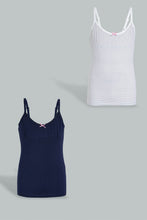 Load image into Gallery viewer, Redtag-Navy-X-White/Navy-Polka-Dots-Vest-(2Pack)-365,-Colour:Assorted,-Filter:Senior-Girls-(9-to-14-Yrs),-GSR-Vests,-New-In,-New-In-GSR,-Non-Sale,-Section:Kidswear-Senior-Girls-9 to 14 Years