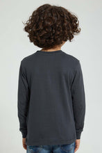 تنزيل الصورة على معرض الصور، Redtag-Dark-Grey-Dino-Gel-Print-Long-Sleeve-T-Shirt-All-Over-Prints-Boys-2 to 8 Years