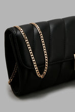Load image into Gallery viewer, Redtag-Black-With-Gold-Embellished-Chain-Clutch-Bag-Clutches-Women-