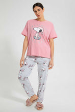 Load image into Gallery viewer, Redtag-Pink-Snoopy-Printed-Pyjama-Set-Pyjama-Sets-Women's-