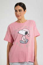 Load image into Gallery viewer, Redtag-Pink-Snoopy-Printed-Pyjama-Set-Pyjama-Sets-Women's-