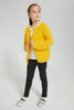 Redtag-Mustard-Two-Piece-Cardigan-With-T-Shirt-Sets-Girls-2 to 8 Years