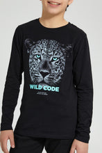 تنزيل الصورة على معرض الصور، Redtag-Black-Cheetah-Face-Print-T-Shirt-Graphic-Prints-Senior-Boys-9 to 14 Years