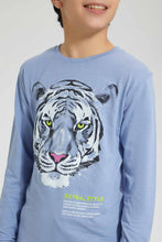 Load image into Gallery viewer, Redtag-Blue-Tiger-Face-Print-T-Shirt-Graphic-Prints-Senior-Boys-9 to 14 Years