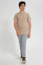 Load image into Gallery viewer, Redtag-Grey-Stripe-Pull-On-Casual-Trouser-Pull-On-Trousers-Senior-Boys-9 to 14 Years