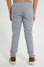 Load image into Gallery viewer, Redtag-Grey-Stripe-Pull-On-Casual-Trouser-Pull-On-Trousers-Senior-Boys-9 to 14 Years