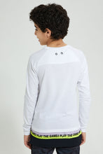 تنزيل الصورة على معرض الصور، Redtag-White-Mesh-Hem-T-Shirts-Graphic-Prints-Senior-Boys-9 to 14 Years