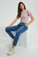 Load image into Gallery viewer, Redtag-Light-Blue-Knit-Denim-Jogger-Jeggings-Women's-