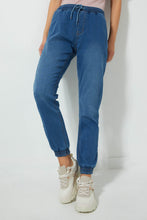Load image into Gallery viewer, Redtag-Light-Blue-Knit-Denim-Jogger-Jeggings-Women's-