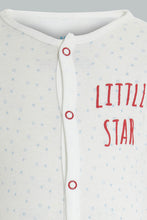 تنزيل الصورة على معرض الصور، Redtag-Blue-And-White-Mummys-Little-Sunshine-Sleepsuit-Sleepsuits-Baby-0 to 12 Months