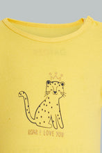 تنزيل الصورة على معرض الصور، Redtag-Yellow-And-Pink-Leopod-Romper-Rompers-Baby-0 to 12 Months
