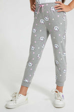 Load image into Gallery viewer, Redtag-Grey-Marie-Aop-Print-Track-Joggers-Girls-2 to 8 Years
