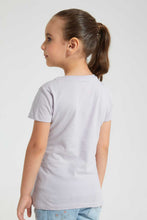 Load image into Gallery viewer, Redtag-Purple-Slogan-Tee-Blouses-Girls-2 to 8 Years