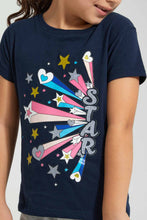 تنزيل الصورة على معرض الصور، Redtag-Navy-Star-Slogan-T-Shirt-Colour:Navy,-Filter:Girls-(2-to-8-Yrs),-Girls-T-Shirts,-New-In,-New-In-GIR,-Non-Sale,-S22B,-Section:Kidswear,-TBL-Girls-2 to 8 Years