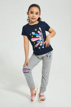 تنزيل الصورة على معرض الصور، Redtag-Navy-Star-Slogan-T-Shirt-Colour:Navy,-Filter:Girls-(2-to-8-Yrs),-Girls-T-Shirts,-New-In,-New-In-GIR,-Non-Sale,-S22B,-Section:Kidswear,-TBL-Girls-2 to 8 Years